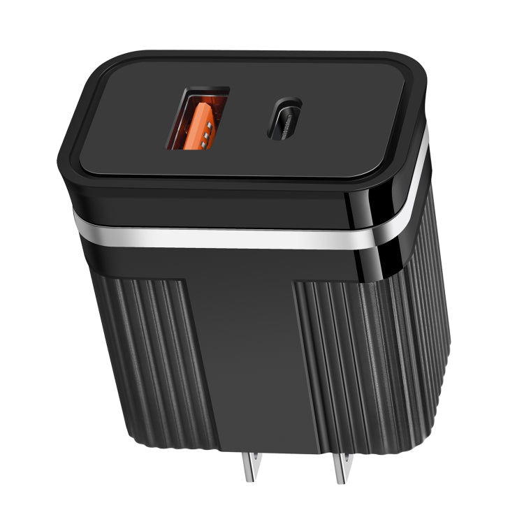 RSY USB + USB-C / Type-C デュアルポート急速充電トラベルチャージャー、USプラグ、EUプラグ