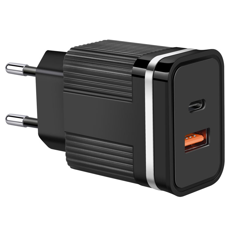 RSY USB + USB-C / Type-C デュアルポート急速充電トラベルチャージャー、USプラグ、EUプラグ