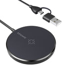 Mriowiz M-2001W 15W デスクトップ MagSafe 磁気ワイヤレス充電器 iPhone 12シリーズ用、USB + USB-C / Type-Cデータケーブル＆ホルダー付き