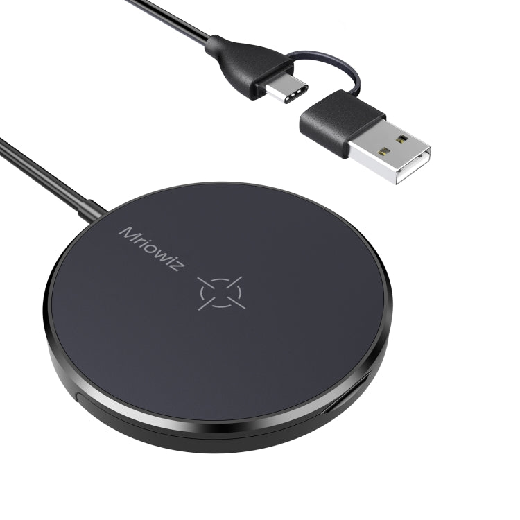 Mriowiz M-2001W 15W デスクトップ MagSafe 磁気ワイヤレス充電器 iPhone 12シリーズ用、USB + USB-C / Type-Cデータケーブル＆ホルダー付き