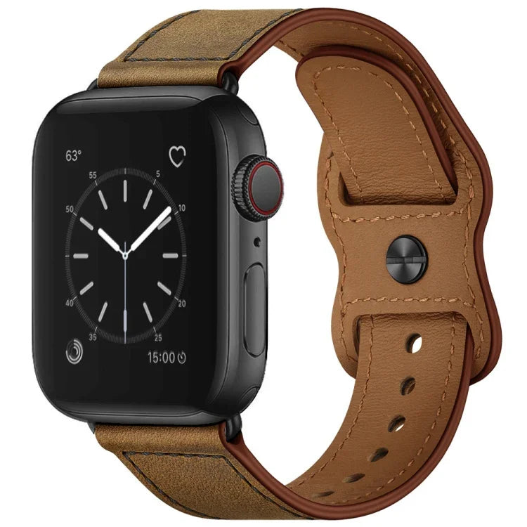 ダブルホールレザーウォッチバンド Apple Watch Series 6 & SE & 5 & 4 44mm / 3 & 2 & 1 42mm用、5 & 4 40mm / 3 & 2 & 1 38mm用