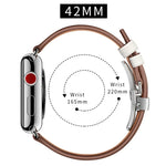 本革＋バタフライシルバーバックル交換用ウォッチバンド Apple Watch Series 6 & SE & 5 & 4 44mm / 3 & 2 & 1 42mm用、シルバーバックル Apple Watch Series 7 45mm / 6 & SE & 5 & 4 44mm / 3 & 2 & 1 42mm用