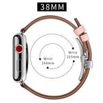 本革＋バタフライシルバーバックル交換用ウォッチバンド Apple Watch Series 6 & SE & 5 & 4 40mm / 3 & 2 & 1 38mm用、Apple Watch Series 7 41mm / 6 & SE & 5 & 4 40mm / 3 & 2 & 1 38mm用シルバーバックル