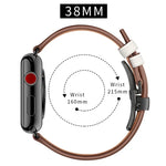 本革＋バタフライブラックバックル交換用ウォッチバンド Apple Watch Series 6 & SE & 5 & 4 40mm / 3 & 2 & 1 38mm用、Apple Watch Series 8&7 41mm / SE 2&6&SE&5&4 40mm / 3&2&1 38mm用ブラックバックル
