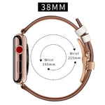 本革＋バタフライローズゴールドバックル交換用ウォッチバンド Apple Watch Series 6 & SE & 5 & 4 40mm / 3 & 2 & 1 38mm用、Apple Watch Series 7 41mm / 6 & SE & 5 & 4 40mm / 3 & 2 & 1 38mm用ローズゴールドバックル