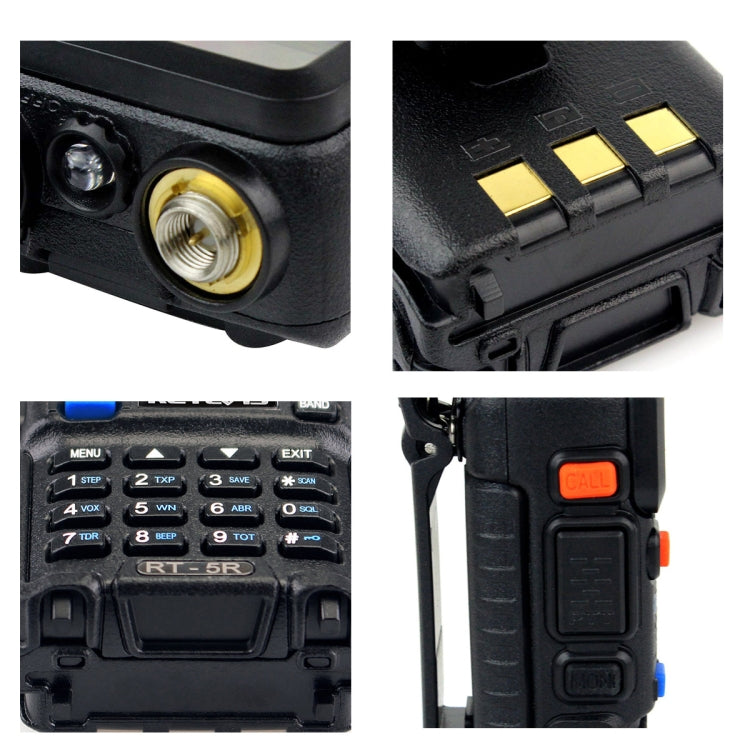 RETEVIS RT-5R 400-520MHz＋136-174MHz 128チャンネル USB二波ハンドヘルドトランシーバー、USB、EUプラグ、UKプラグ