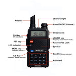 RETEVIS RT-5R 400-520MHz＋136-174MHz 128チャンネル USB二波ハンドヘルドトランシーバー、USB、EUプラグ、UKプラグ