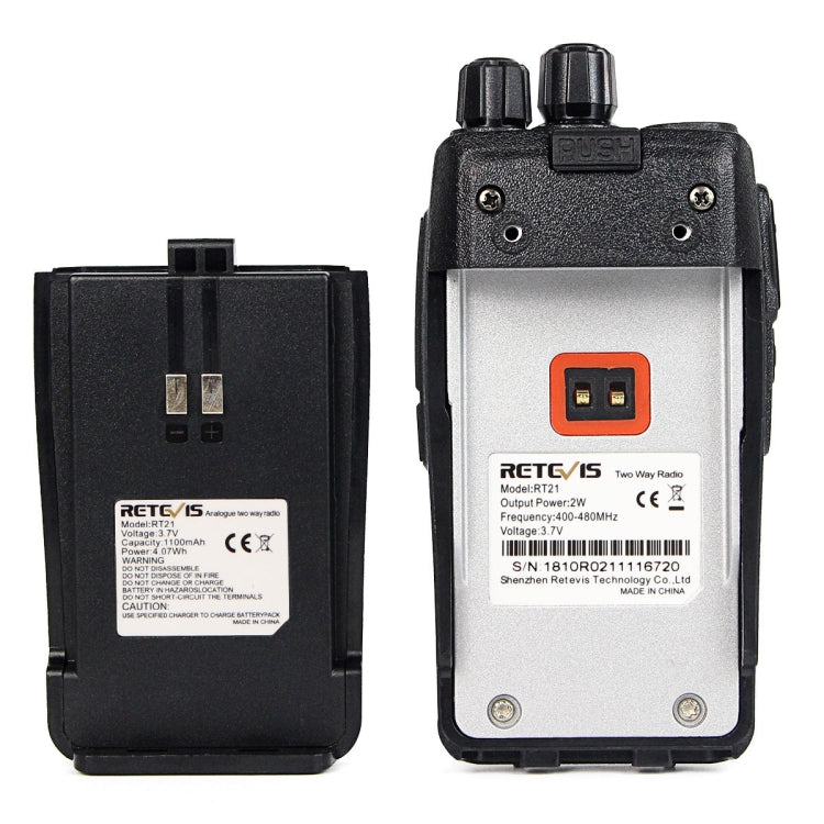 1ペア RETEVIS RT21 2.5W 米国周波数 400-480MHz 16CH ハンドヘルドトランシーバー、米国プラグ、RT21 米国プラグ