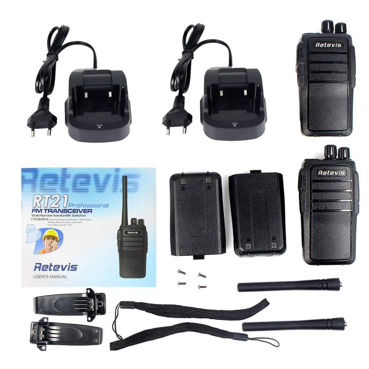 1ペア RETEVIS RT21 2.5W 米国周波数 400-480MHz 16CH ハンドヘルドトランシーバー、米国プラグ、RT21 米国プラグ