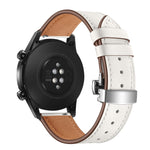 22mm Universal Butterfly Buckle Leather Replacement Strap Watchband, Black Buckle, Rose Gold Buckle, Silver Buckle