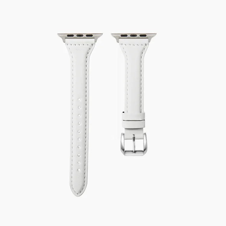 Universal T-shaped Thin Leather Watch Strap, For Apple Watch Series 7 45mm / 6 & SE & 5 & 4 44mm / 3 & 2 & 1 42mm, For Apple Watch Series 7 41mm / 6 & SE & 5 & 4 40mm / 3 & 2 & 1 38mm                                                                     ...