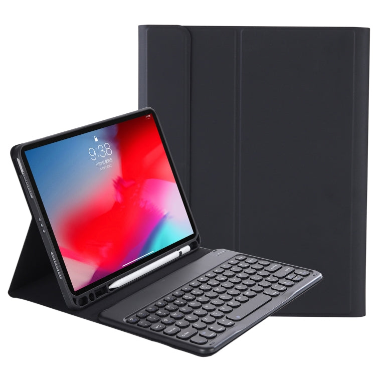 YT11B 着脱式 キャンディカラー スキンフィールテクスチャ 丸型キーキャップ Bluetoothキーボード レザーケース iPad Air 4 2020 / Air 5 2022 / Pro 11インチ 2022 / 2021 / 2020 / 2018 (ホワイトアイス), iPad Air 11 2024 / 2025 / Air 2020 10.9用