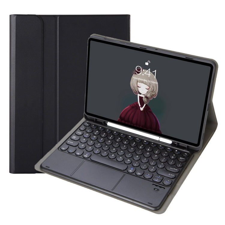YA098B 取り外し可能なラムスキンテクスチャー丸型キーキャップ Bluetoothキーボード用レザーケース、タッチコントロール＆ペンスロット＆スタンド付き、iPad Air 5 / 4 10.9インチ 2020 / Pro 11インチ 2020 / 2018対応、iPad 10.2 (2020) & (2019) / Air 3 10.5インチ / Pro 10.5インチ対応