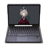 YA098B 取り外し可能なラムスキンテクスチャー丸型キーキャップ Bluetoothキーボード用レザーケース、タッチコントロール＆ペンスロット＆スタンド付き、iPad Air 5 / 4 10.9インチ 2020 / Pro 11インチ 2020 / 2018対応、iPad 10.2 (2020) & (2019) / Air 3 10.5インチ / Pro 10.5インチ対応