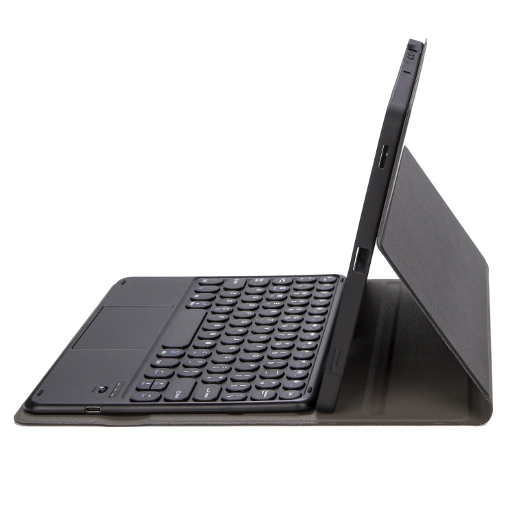 YA098B 取り外し可能なラムスキンテクスチャー丸型キーキャップ Bluetoothキーボード用レザーケース、タッチコントロール＆ペンスロット＆スタンド付き、iPad Air 5 / 4 10.9インチ 2020 / Pro 11インチ 2020 / 2018対応、iPad 10.2 (2020) & (2019) / Air 3 10.5インチ / Pro 10.5インチ対応