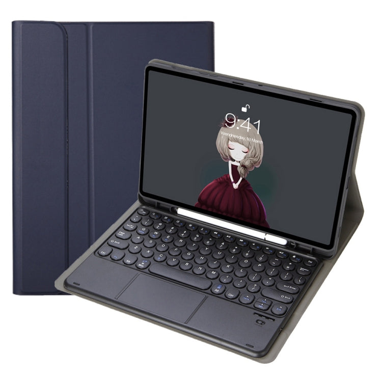 YA098B 取り外し可能なラムスキンテクスチャー丸型キーキャップ Bluetoothキーボード用レザーケース、タッチコントロール＆ペンスロット＆スタンド付き、iPad Air 5 / 4 10.9インチ 2020 / Pro 11インチ 2020 / 2018対応、iPad 10.2 (2020) & (2019) / Air 3 10.5インチ / Pro 10.5インチ対応