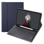 YA098B 取り外し可能なラムスキンテクスチャー丸型キーキャップ Bluetoothキーボード用レザーケース、ペンスロット＆スタンド付き、iPad Air 5 / 4 10.9インチ 2020 / Pro 11インチ 2020 / 2018対応、iPad 10.2 (2020) & (2019) / Air 3 10.5インチ / Pro 10.5インチ対応