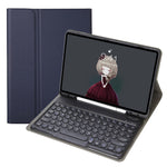 YA098B 取り外し可能なラムスキンテクスチャー丸型キーキャップ Bluetoothキーボード用レザーケース、ペンスロット＆スタンド付き、iPad Air 5 / 4 10.9インチ 2020 / Pro 11インチ 2020 / 2018対応、iPad 10.2 (2020) & (2019) / Air 3 10.5インチ / Pro 10.5インチ対応