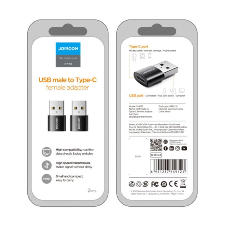 JOYROOM S-H152 3A USB オス to USB-C / Type-C メス OTG アダプター、S-H152