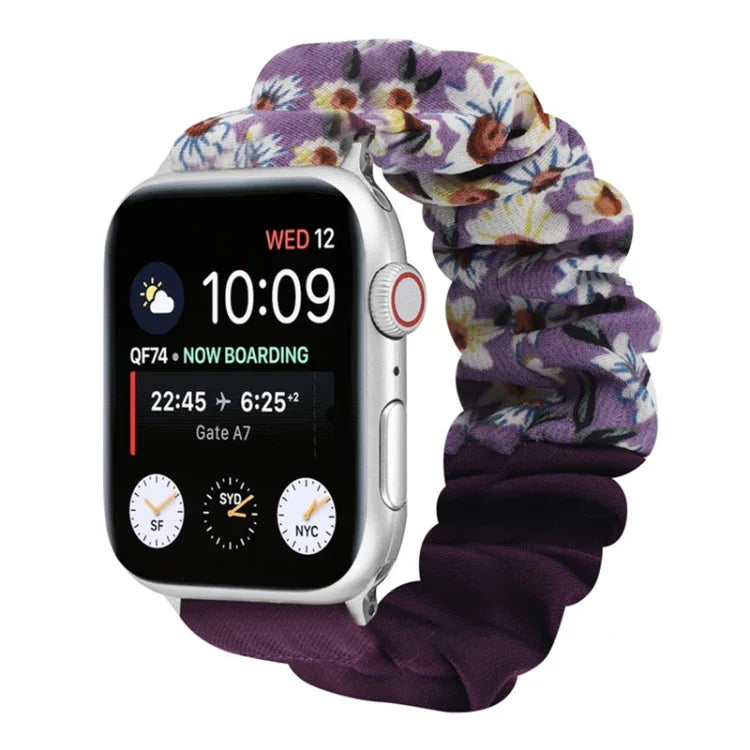 蝶柄ヘアリング布製時計ストラップ、Apple Watch Ultra 49mm / シリーズ8＆7 45mm / SE 2＆6＆SE＆5＆4 44mm / 3＆2＆1 42mm用、Apple Watch シリーズ8＆7 41mm / SE 2＆6＆SE＆5＆4 40mm / 3＆2＆1 38mm用