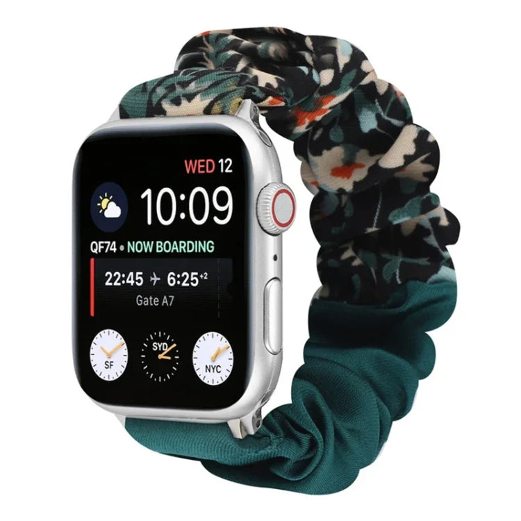 蝶柄ヘアリング布製時計ストラップ、Apple Watch Ultra 49mm / シリーズ8＆7 45mm / SE 2＆6＆SE＆5＆4 44mm / 3＆2＆1 42mm用、Apple Watch シリーズ8＆7 41mm / SE 2＆6＆SE＆5＆4 40mm / 3＆2＆1 38mm用