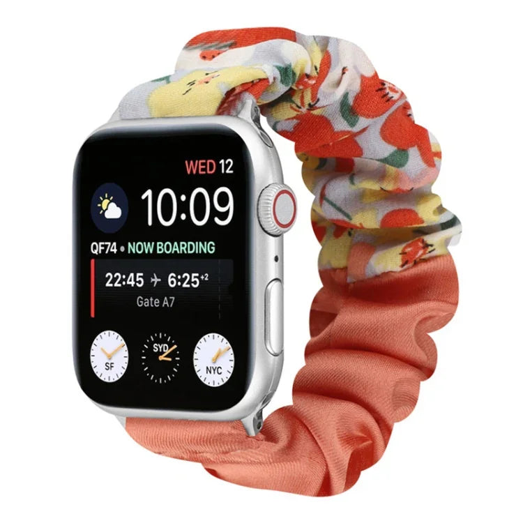 蝶柄ヘアリング布製時計ストラップ、Apple Watch Ultra 49mm / シリーズ8＆7 45mm / SE 2＆6＆SE＆5＆4 44mm / 3＆2＆1 42mm用、Apple Watch シリーズ8＆7 41mm / SE 2＆6＆SE＆5＆4 40mm / 3＆2＆1 38mm用