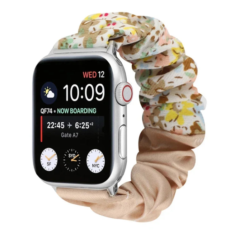 蝶柄ヘアリング布製時計ストラップ、Apple Watch Ultra 49mm / シリーズ8＆7 45mm / SE 2＆6＆SE＆5＆4 44mm / 3＆2＆1 42mm用、Apple Watch シリーズ8＆7 41mm / SE 2＆6＆SE＆5＆4 40mm / 3＆2＆1 38mm用