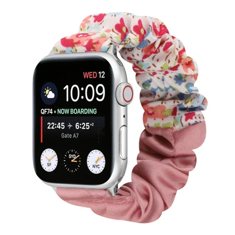 蝶柄ヘアリング布製時計ストラップ、Apple Watch Ultra 49mm / シリーズ8＆7 45mm / SE 2＆6＆SE＆5＆4 44mm / 3＆2＆1 42mm用、Apple Watch シリーズ8＆7 41mm / SE 2＆6＆SE＆5＆4 40mm / 3＆2＆1 38mm用