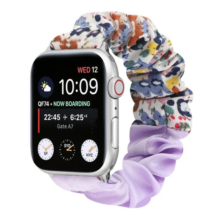 蝶柄ヘアリング布製時計ストラップ、Apple Watch Ultra 49mm / シリーズ8＆7 45mm / SE 2＆6＆SE＆5＆4 44mm / 3＆2＆1 42mm用、Apple Watch シリーズ8＆7 41mm / SE 2＆6＆SE＆5＆4 40mm / 3＆2＆1 38mm用