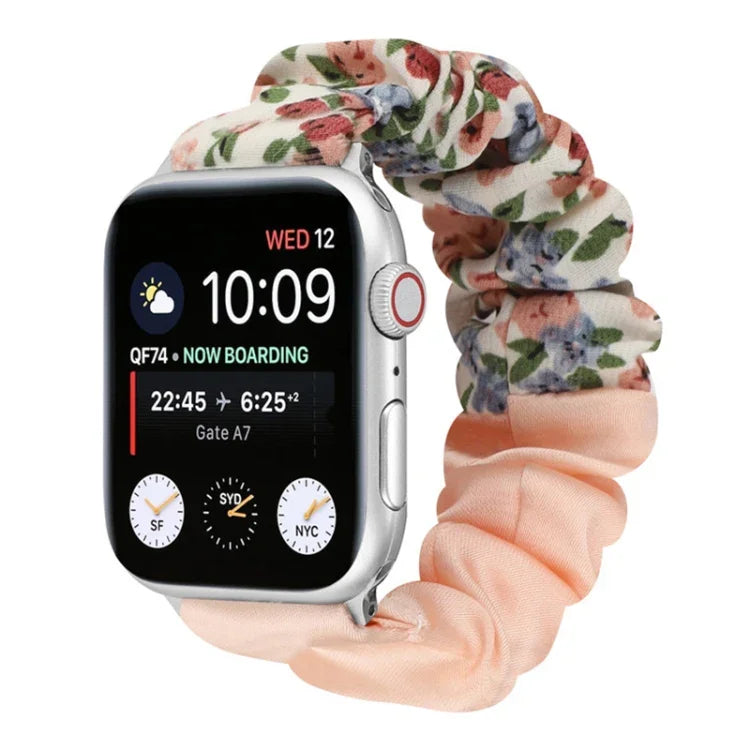 蝶柄ヘアリング布製時計ストラップ、Apple Watch Ultra 49mm / シリーズ8＆7 45mm / SE 2＆6＆SE＆5＆4 44mm / 3＆2＆1 42mm用、Apple Watch シリーズ8＆7 41mm / SE 2＆6＆SE＆5＆4 40mm / 3＆2＆1 38mm用