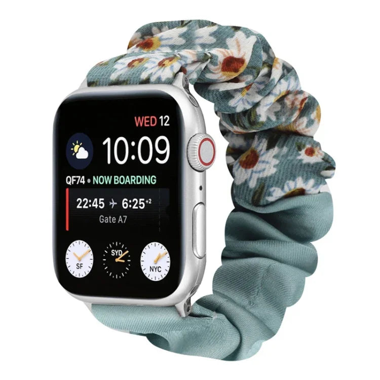 蝶柄ヘアリング布製時計ストラップ、Apple Watch Ultra 49mm / シリーズ8＆7 45mm / SE 2＆6＆SE＆5＆4 44mm / 3＆2＆1 42mm用、Apple Watch シリーズ8＆7 41mm / SE 2＆6＆SE＆5＆4 40mm / 3＆2＆1 38mm用