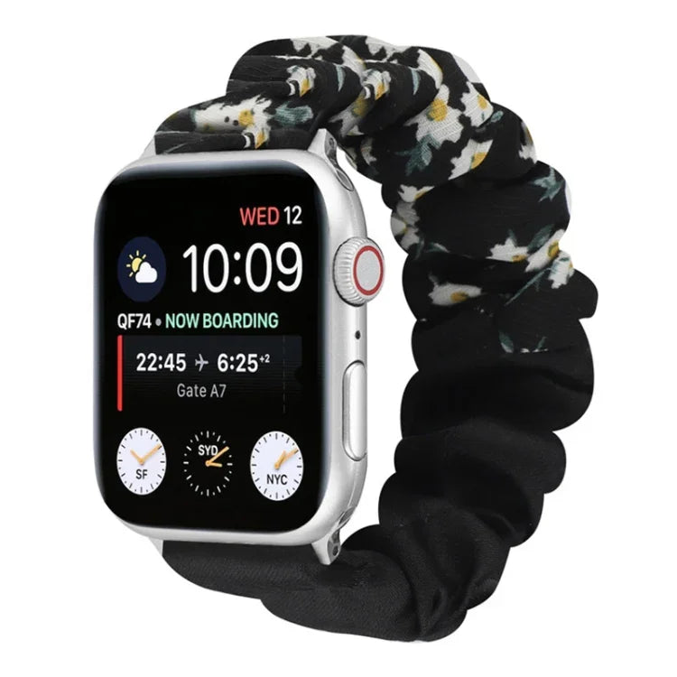 蝶柄ヘアリング布製時計ストラップ、Apple Watch Ultra 49mm / シリーズ8＆7 45mm / SE 2＆6＆SE＆5＆4 44mm / 3＆2＆1 42mm用、Apple Watch シリーズ8＆7 41mm / SE 2＆6＆SE＆5＆4 40mm / 3＆2＆1 38mm用