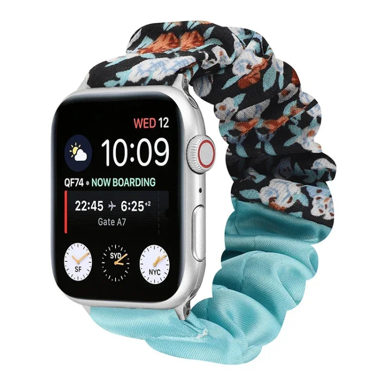 蝶柄ヘアリング布製時計ストラップ、Apple Watch Ultra 49mm / シリーズ8＆7 45mm / SE 2＆6＆SE＆5＆4 44mm / 3＆2＆1 42mm用、Apple Watch シリーズ8＆7 41mm / SE 2＆6＆SE＆5＆4 40mm / 3＆2＆1 38mm用