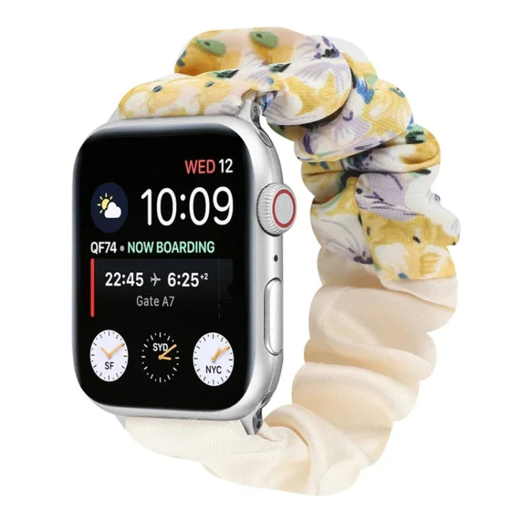 蝶柄ヘアリング布製時計ストラップ、Apple Watch Ultra 49mm / シリーズ8＆7 45mm / SE 2＆6＆SE＆5＆4 44mm / 3＆2＆1 42mm用、Apple Watch シリーズ8＆7 41mm / SE 2＆6＆SE＆5＆4 40mm / 3＆2＆1 38mm用