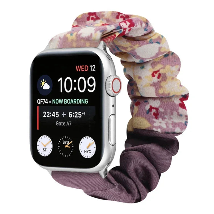 蝶柄ヘアリング布製時計ストラップ、Apple Watch Ultra 49mm / シリーズ8＆7 45mm / SE 2＆6＆SE＆5＆4 44mm / 3＆2＆1 42mm用、Apple Watch シリーズ8＆7 41mm / SE 2＆6＆SE＆5＆4 40mm / 3＆2＆1 38mm用