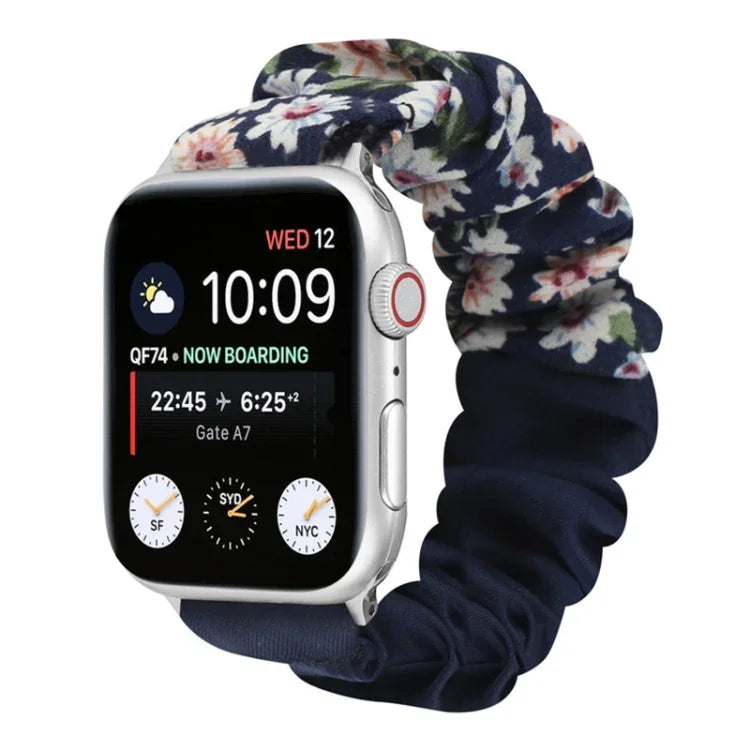 蝶柄ヘアリング布製時計ストラップ、Apple Watch Ultra 49mm / シリーズ8＆7 45mm / SE 2＆6＆SE＆5＆4 44mm / 3＆2＆1 42mm用、Apple Watch シリーズ8＆7 41mm / SE 2＆6＆SE＆5＆4 40mm / 3＆2＆1 38mm用