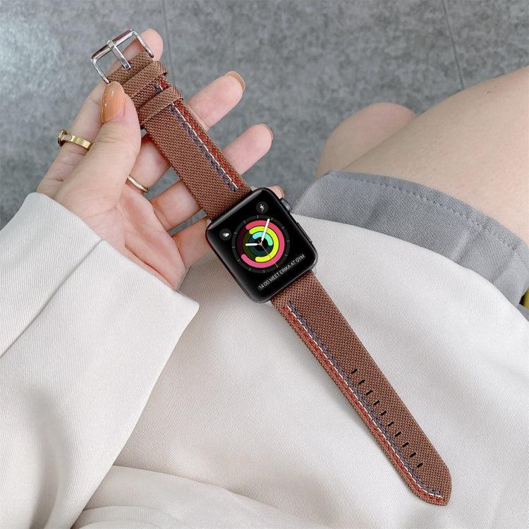 三本線キャンバス交換用ストラップ時計バンド、Apple Watch シリーズ7 41mm / 6＆SE＆5＆4 40mm用、Apple Watch シリーズ7 45mm / 6＆SE＆5＆4 44mm用