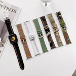三本線キャンバス交換用ストラップ時計バンド、Apple Watch シリーズ7 41mm / 6＆SE＆5＆4 40mm用、Apple Watch シリーズ7 45mm / 6＆SE＆5＆4 44mm用