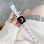 三本線キャンバス交換用ストラップ時計バンド、Apple Watch シリーズ7 41mm / 6＆SE＆5＆4 40mm用、Apple Watch シリーズ7 45mm / 6＆SE＆5＆4 44mm用
