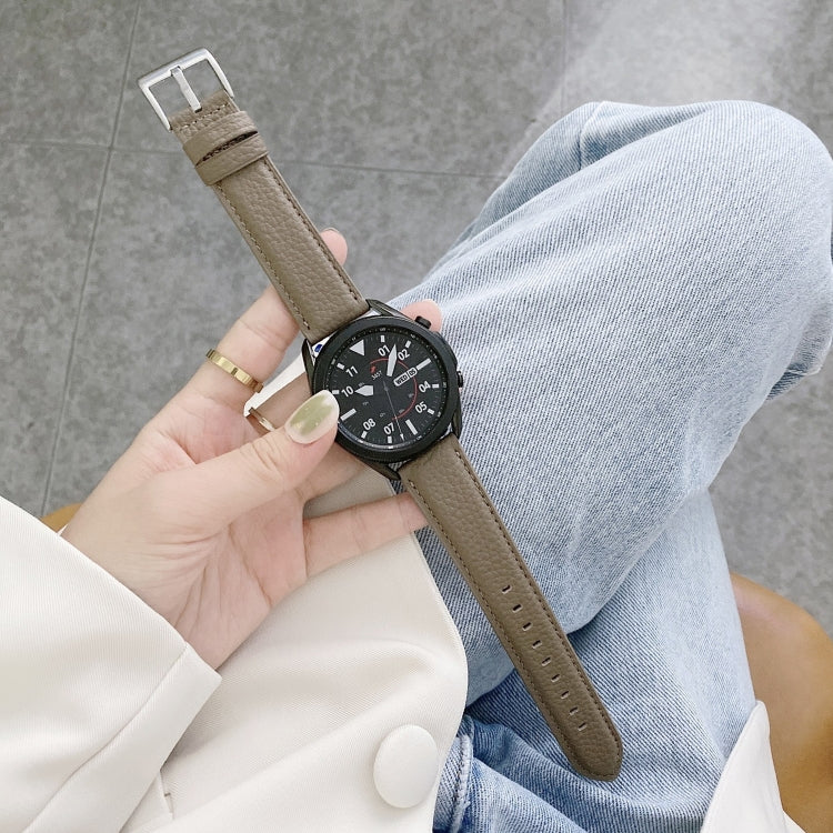 縫製ライチテクスチャーレザー交換用ストラップウォッチバンド、Samsung Galaxy Watch 42mm用、Samsung Galaxy Watch 46mm用、Samsung Galaxy Watch 3 41mm用、Samsung Galaxy Watch 3 45mm用、Samsung Galaxy Watch Active2 40mm用