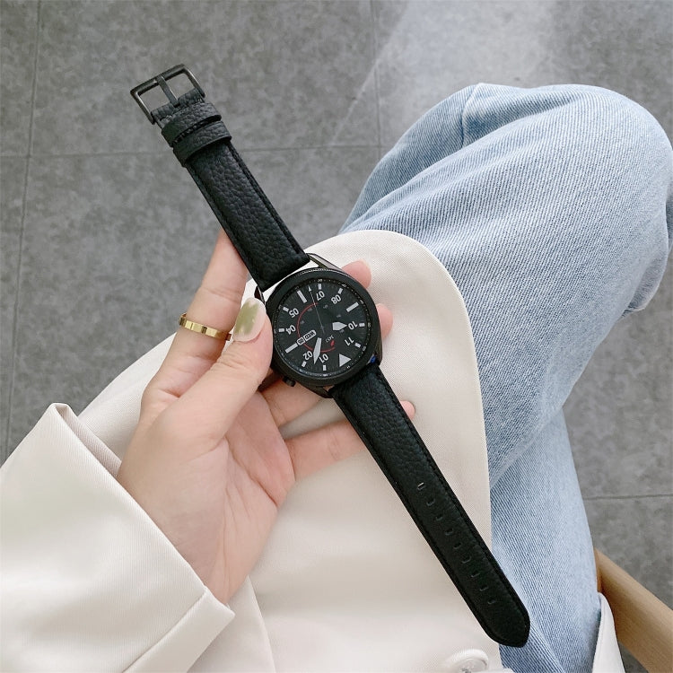 縫製ライチテクスチャーレザー交換用ストラップウォッチバンド、Samsung Galaxy Watch 42mm用、Samsung Galaxy Watch 46mm用、Samsung Galaxy Watch 3 41mm用、Samsung Galaxy Watch 3 45mm用、Samsung Galaxy Watch Active2 40mm用