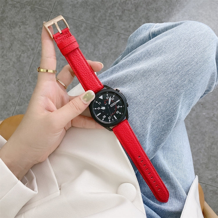 縫製ライチテクスチャーレザー交換用ストラップウォッチバンド、Samsung Galaxy Watch 42mm用、Samsung Galaxy Watch 46mm用、Samsung Galaxy Watch 3 41mm用、Samsung Galaxy Watch 3 45mm用、Samsung Galaxy Watch Active2 40mm用