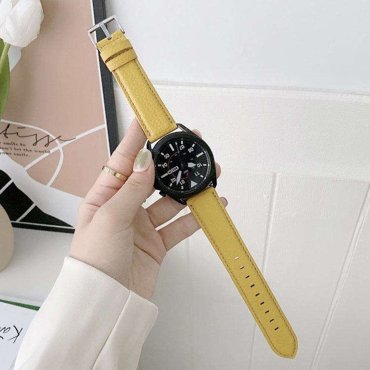 縫製ライチテクスチャーレザー交換用ストラップウォッチバンド、Samsung Galaxy Watch 42mm用、Samsung Galaxy Watch 46mm用、Samsung Galaxy Watch 3 41mm用、Samsung Galaxy Watch 3 45mm用、Samsung Galaxy Watch Active2 40mm用