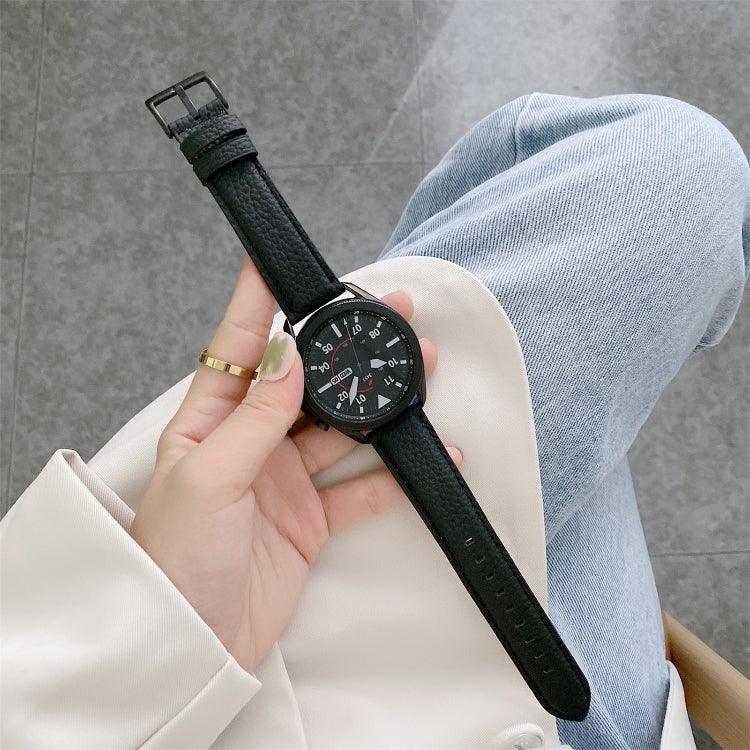 縫製ライチテクスチャー レザー交換用ストラップ時計バンド、Samsung Galaxy Watch Active2 44mm 用、Samsung Galaxy Watch Active 用