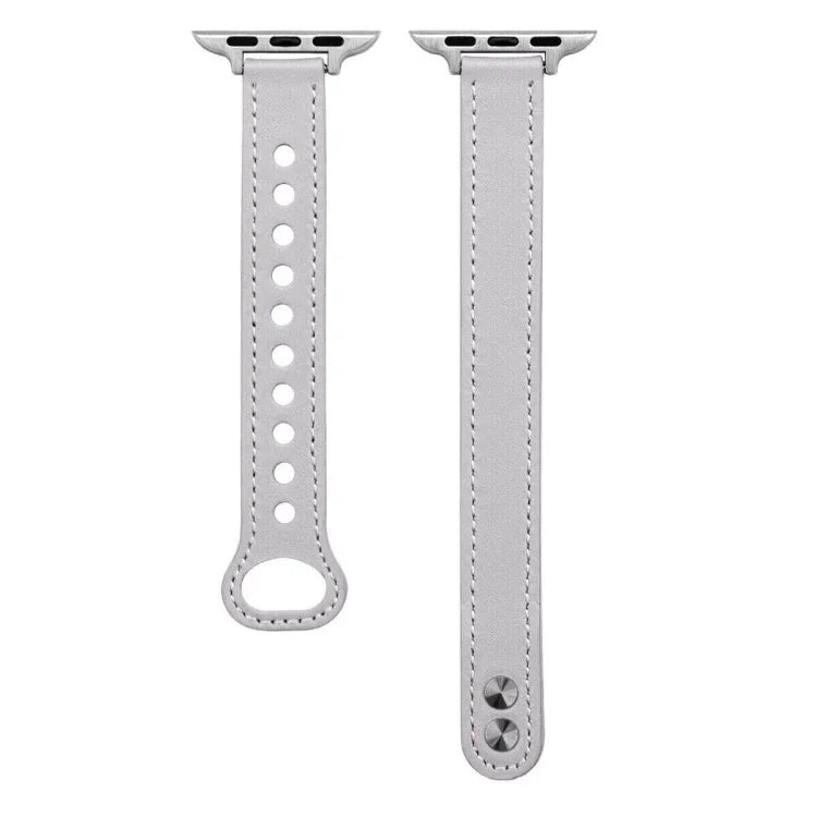 ダブルネイルレザー交換用ストラップ時計バンド、Apple Watch シリーズ7 41mm / 6＆SE＆5＆4 40mm用、Apple Watch シリーズ7 45mm / 6＆SE＆5＆4 44mm用