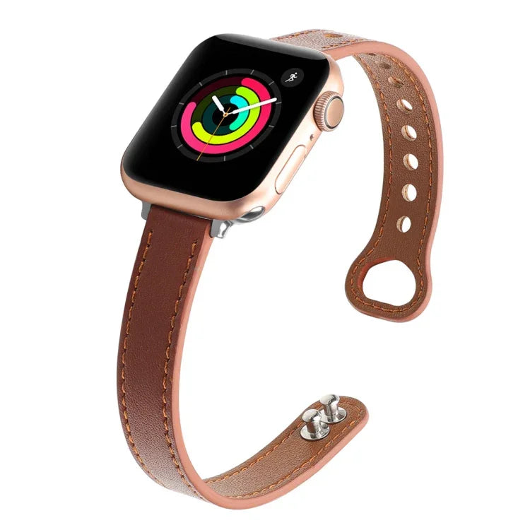 ダブルネイルレザー交換用ストラップ時計バンド、Apple Watch シリーズ7 41mm / 6＆SE＆5＆4 40mm用、Apple Watch シリーズ7 45mm / 6＆SE＆5＆4 44mm用
