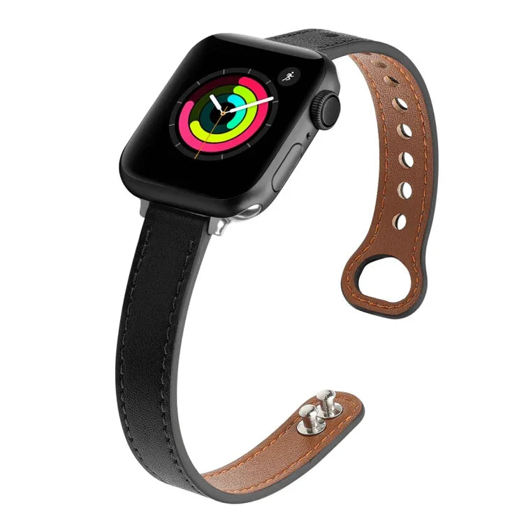 ダブルネイルレザー交換用ストラップ時計バンド、Apple Watch シリーズ7 41mm / 6＆SE＆5＆4 40mm用、Apple Watch シリーズ7 45mm / 6＆SE＆5＆4 44mm用