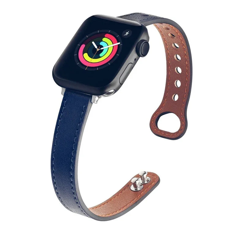 ダブルネイルレザー交換用ストラップ時計バンド、Apple Watch シリーズ7 41mm / 6＆SE＆5＆4 40mm用、Apple Watch シリーズ7 45mm / 6＆SE＆5＆4 44mm用