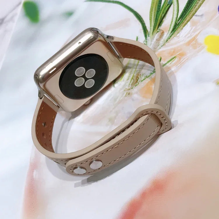 ダブルネイルレザー交換用ストラップ時計バンド、Apple Watch シリーズ7 41mm / 6＆SE＆5＆4 40mm用、Apple Watch シリーズ7 45mm / 6＆SE＆5＆4 44mm用