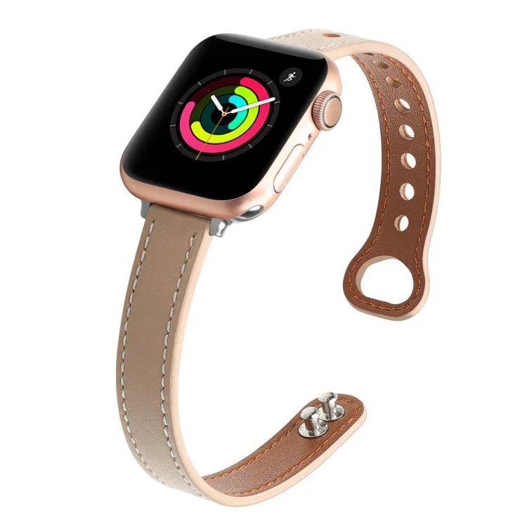 ダブルネイルレザー交換用ストラップ時計バンド、Apple Watch シリーズ7 41mm / 6＆SE＆5＆4 40mm用、Apple Watch シリーズ7 45mm / 6＆SE＆5＆4 44mm用